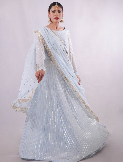 Ice Blue Elsa Lehenga