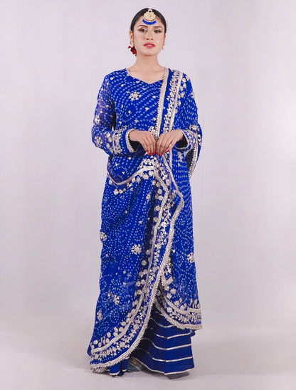 Royal Blue Chunri Gota Sharara