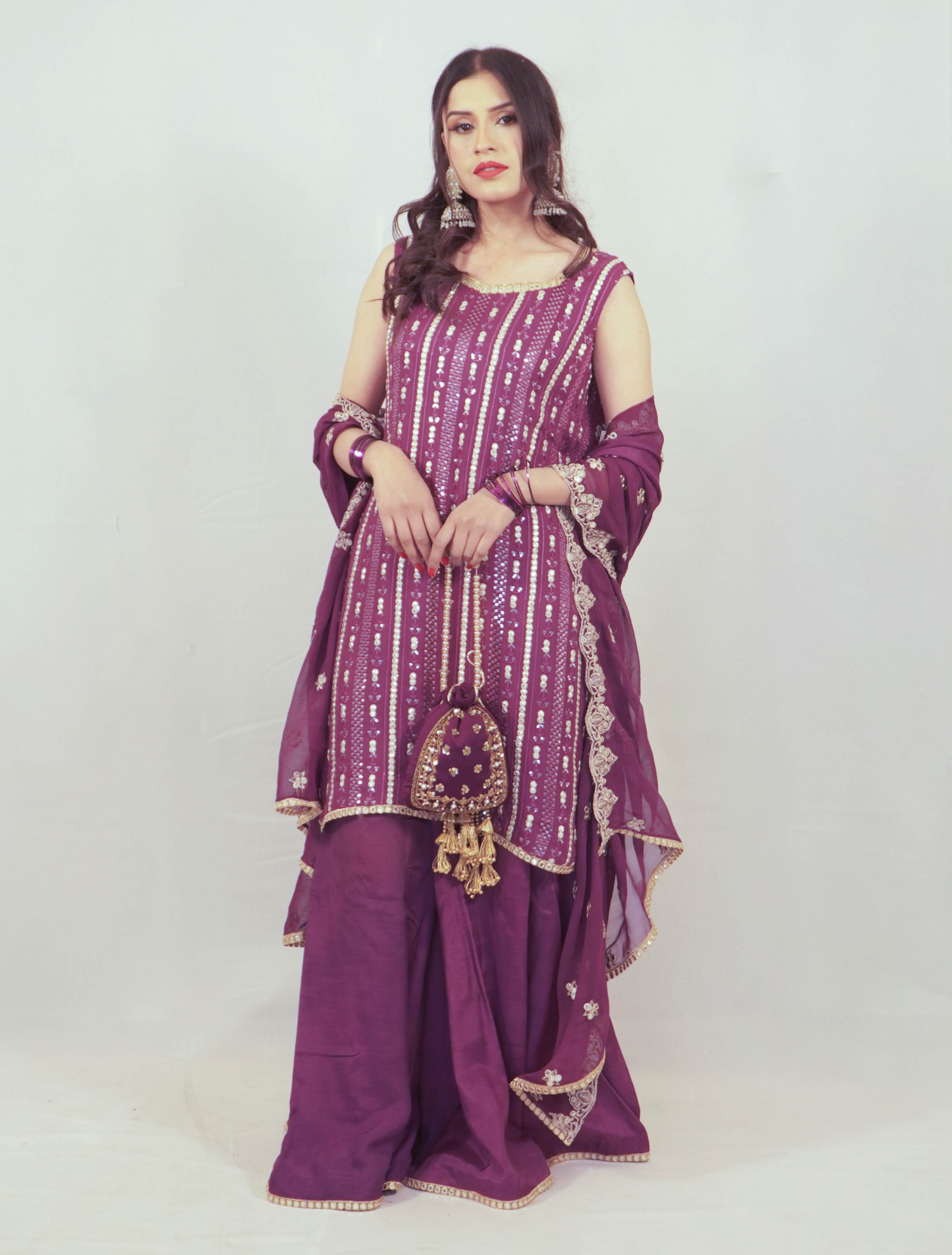 Purple Chikankari Sharara