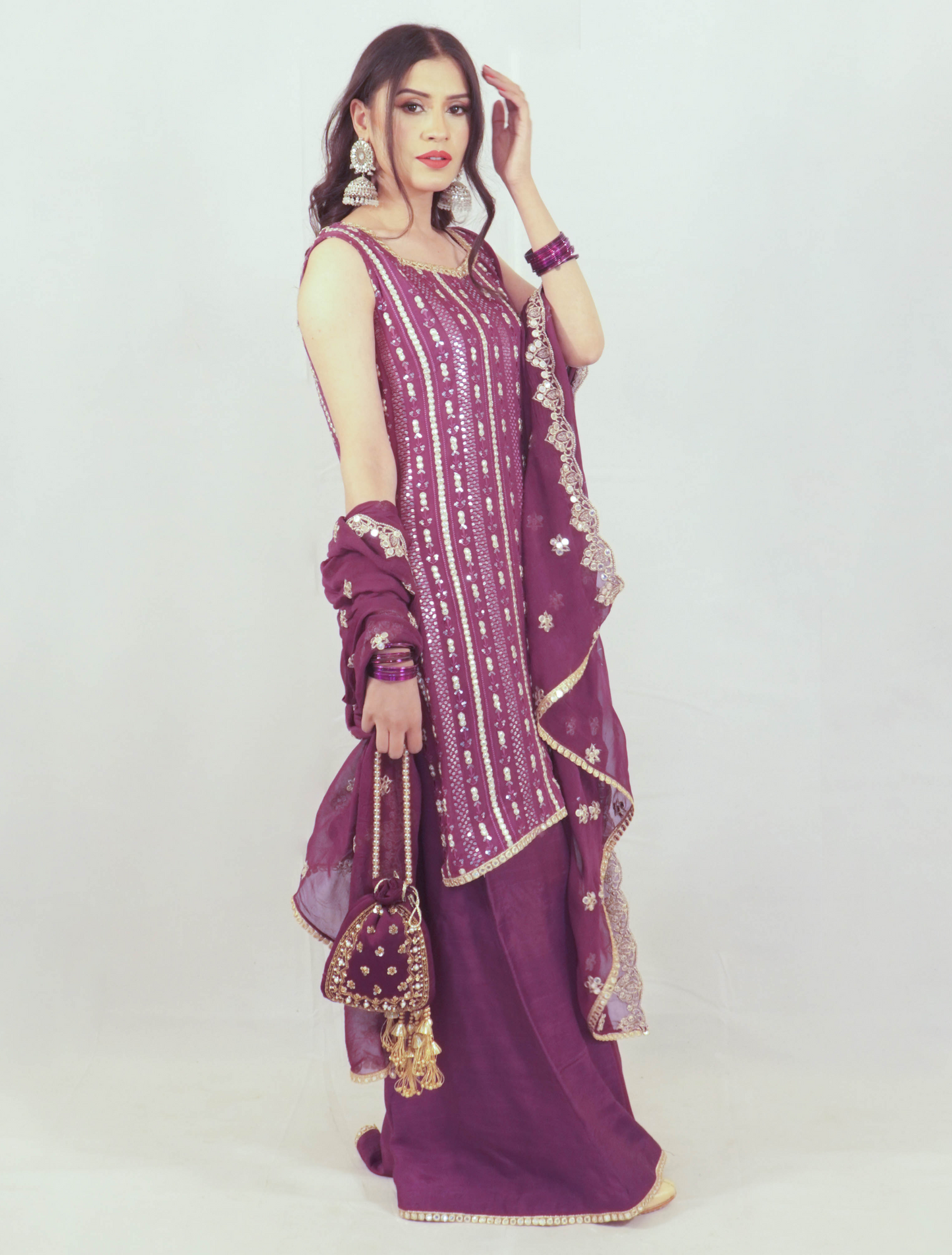 Purple Chikankari Sharara