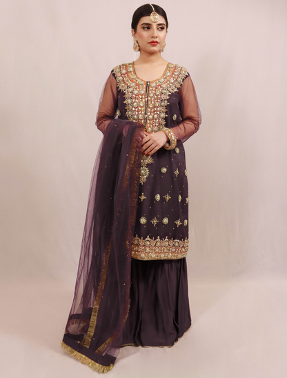 Mehndi Gota Dress - Purple