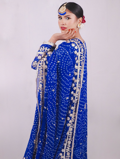 Royal Blue Chunri Gota Sharara