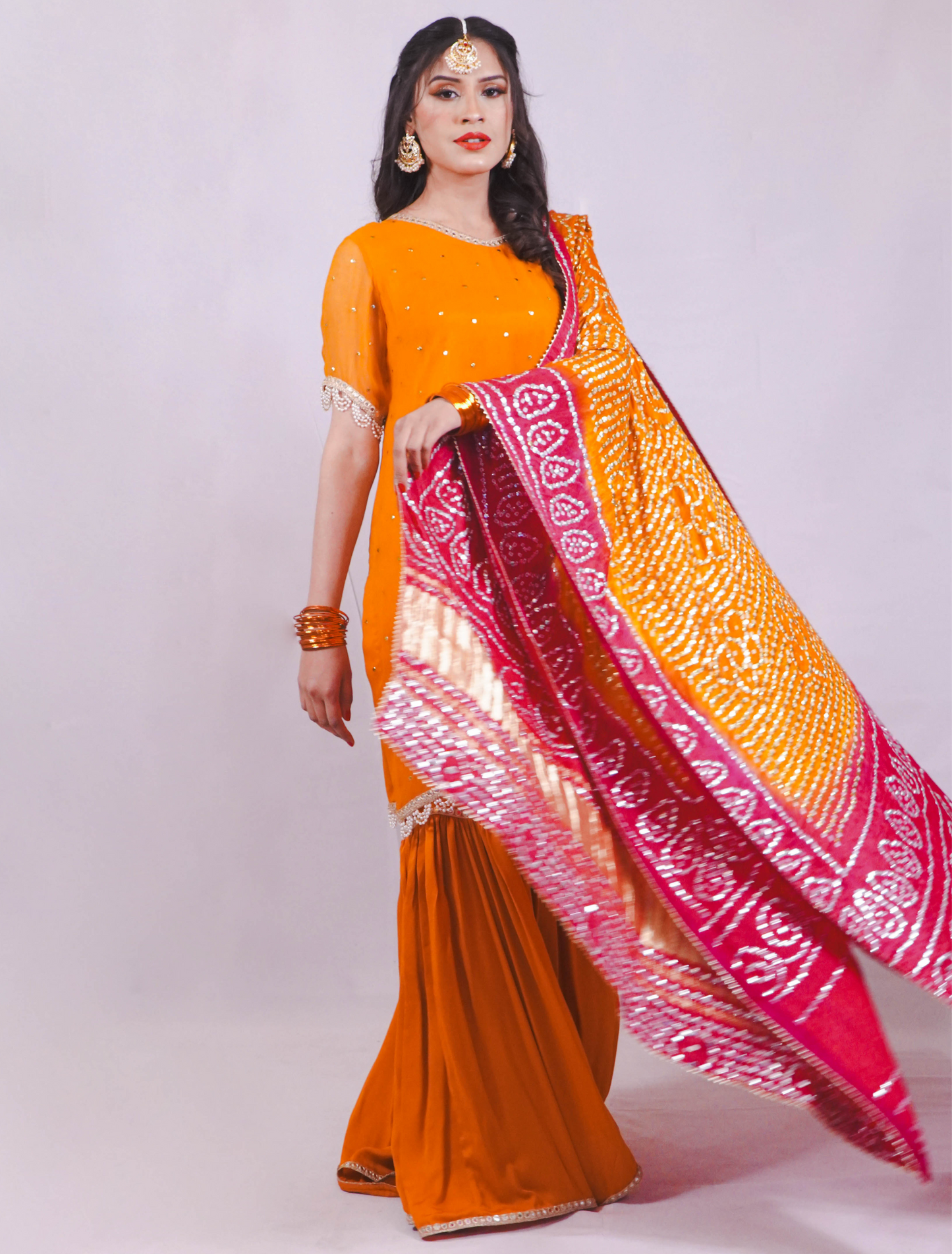 Orange Flame Fusion Gharara