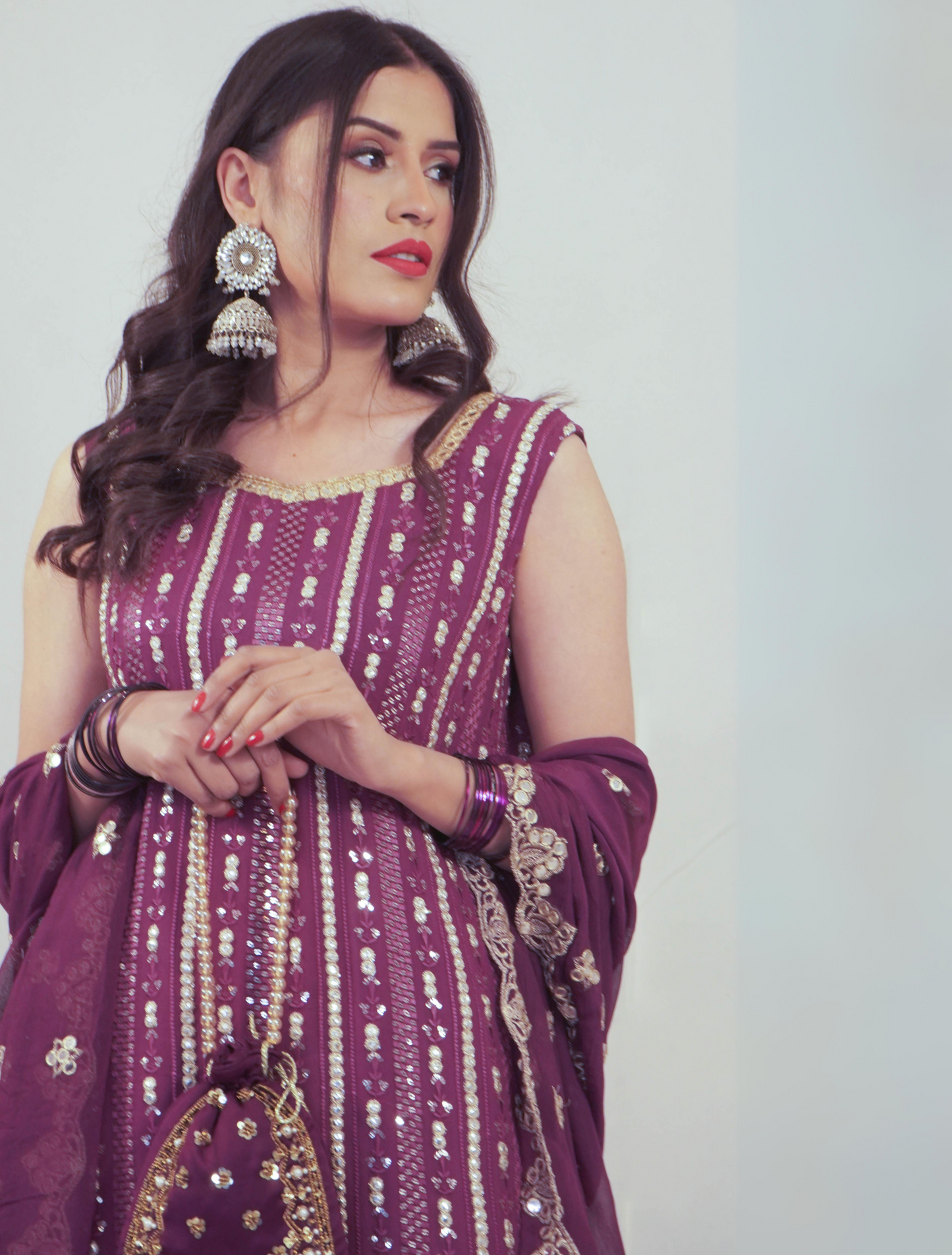 Purple Chikankari Sharara