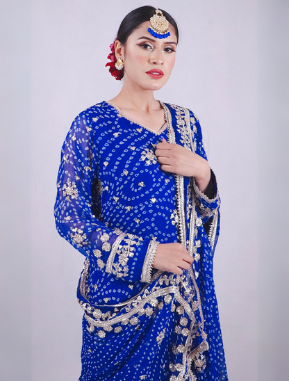 Royal Blue Chunri Gota Sharara