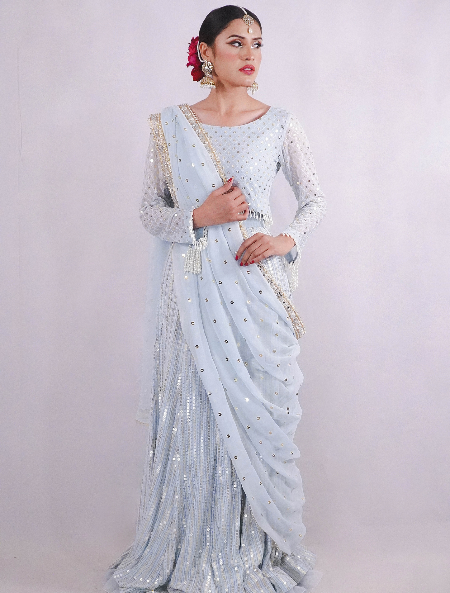 Ice Blue Elsa Lehenga