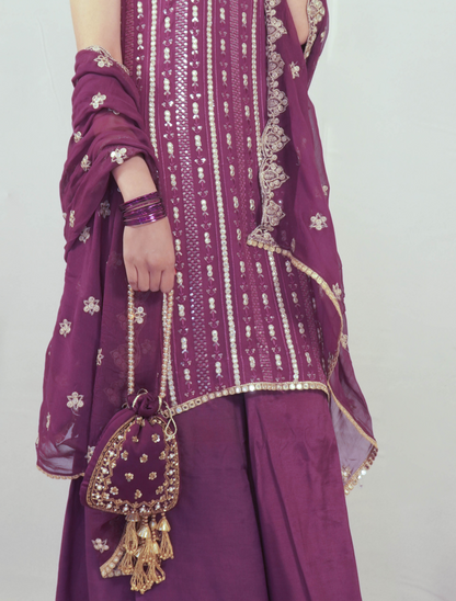 Purple Chikankari Sharara