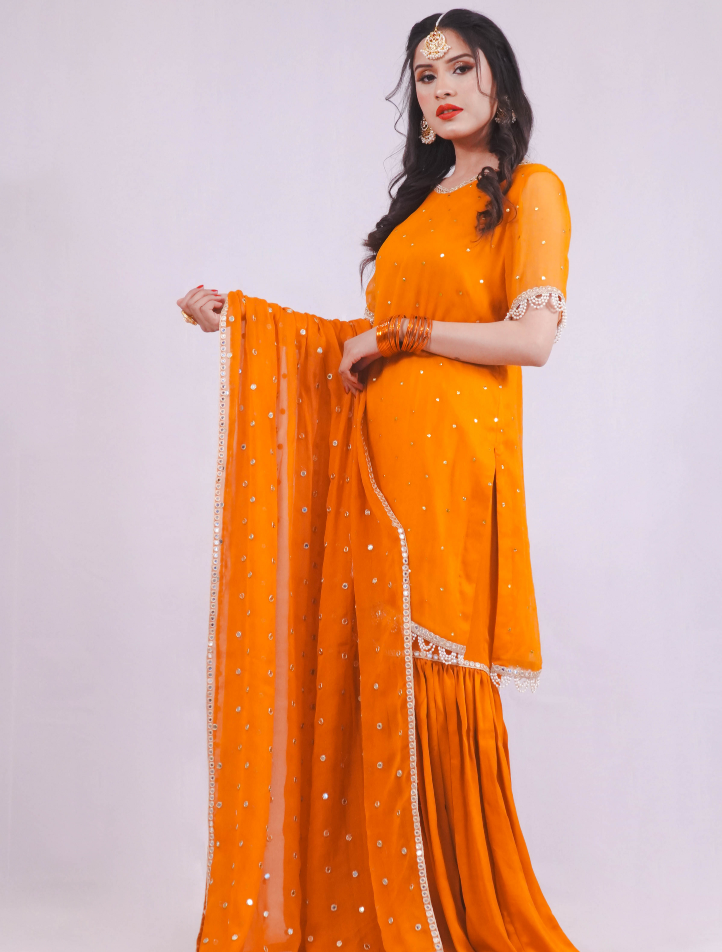 Orange Flame Fusion Gharara