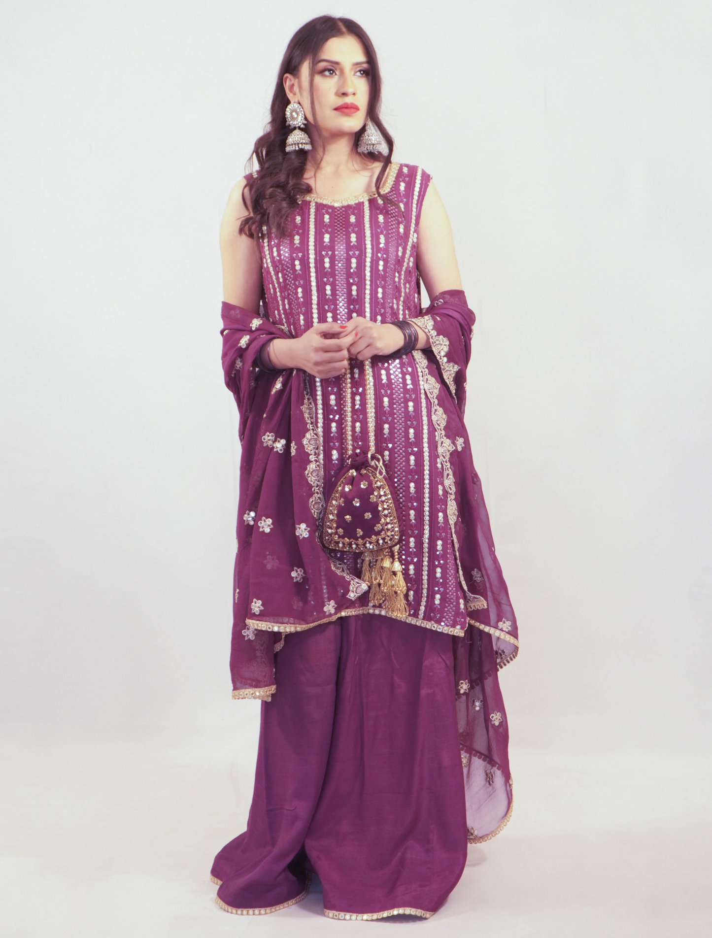 Purple Chikankari Sharara