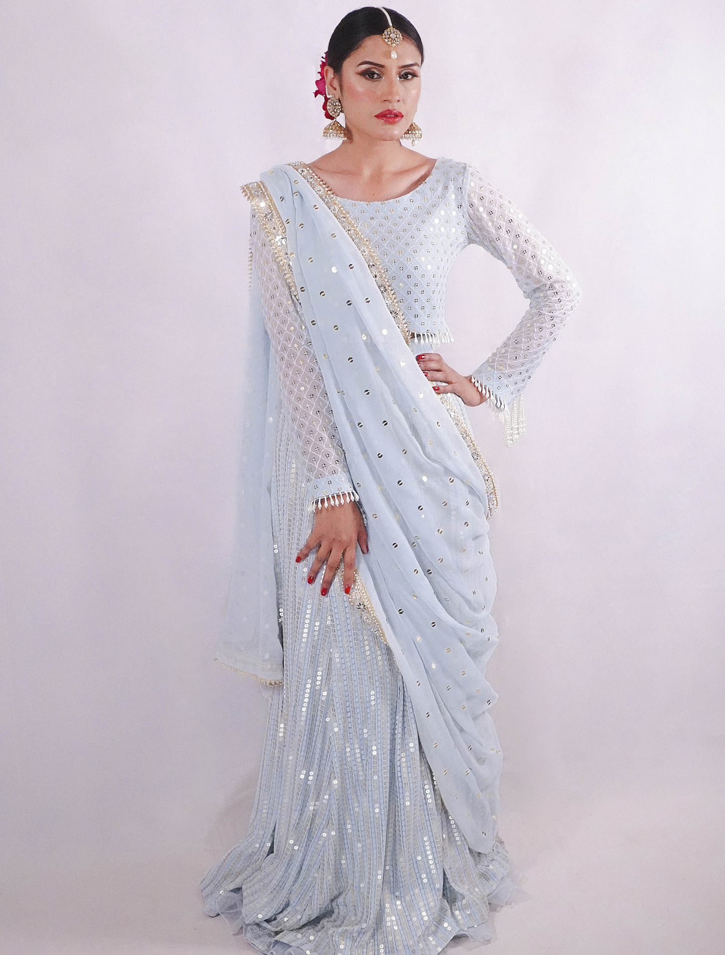 Ice Blue Elsa Lehenga