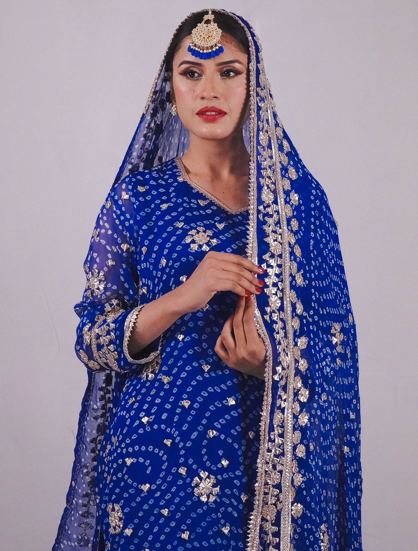 Royal Blue Chunri Gota Sharara