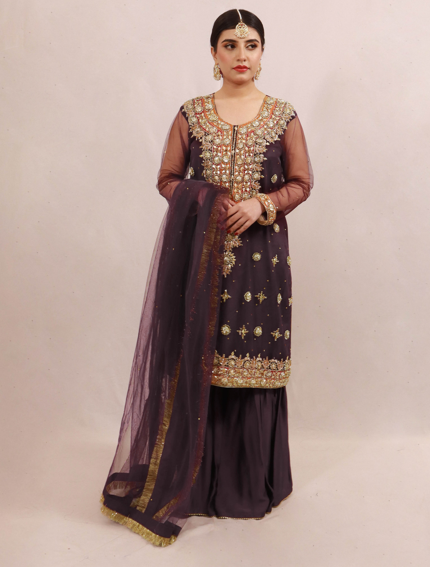 Mehndi Gota Dress - Purple