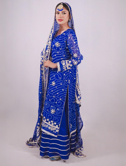 Royal Blue Chunri Gota Sharara