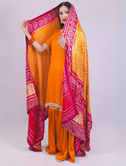 Orange Flame Fusion Gharara