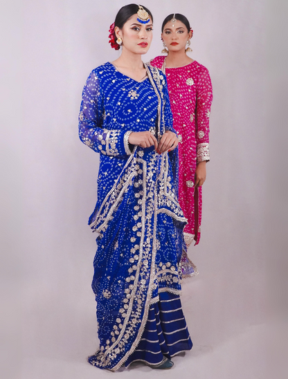 Royal Blue Chunri Gota Sharara