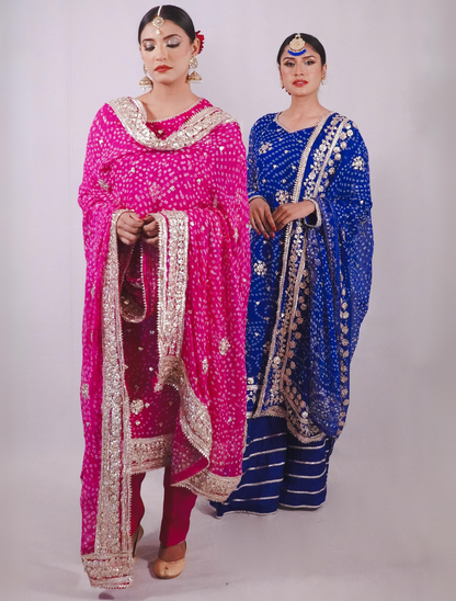 Royal Blue Chunri Gota Sharara