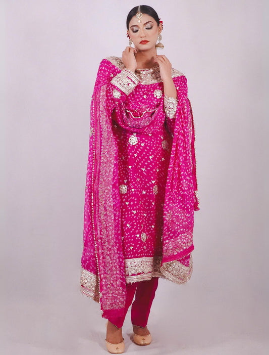Hot Pink Chunri Gota Dress